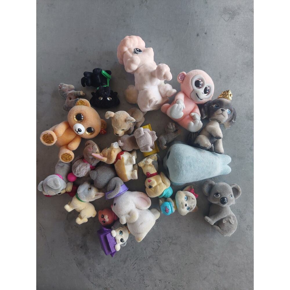 Mixed Lot of Random Flocked Animals Trinkets Various Ages